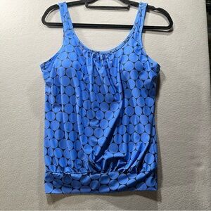 Blue Retro Tankini Top Size Med